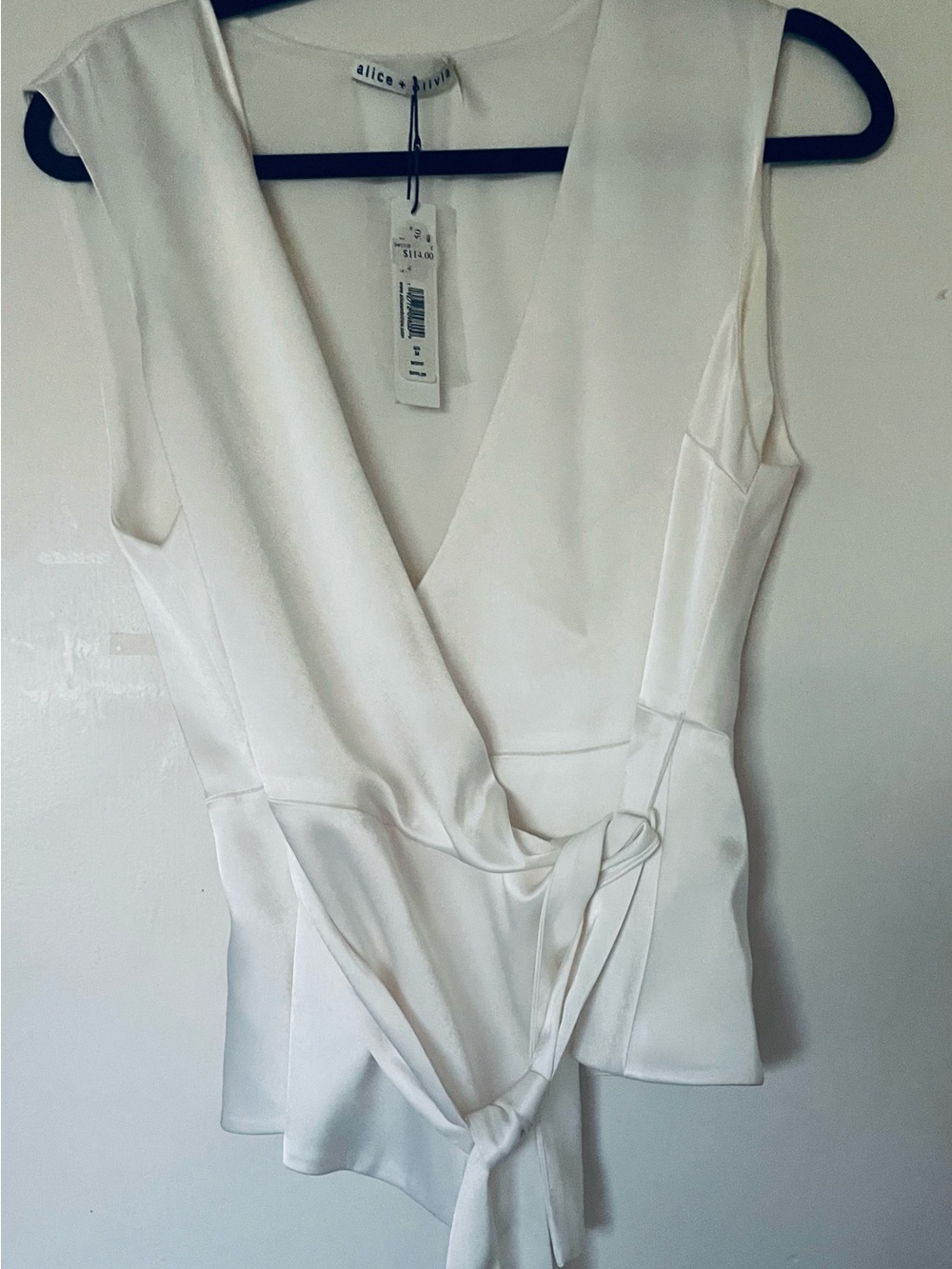 Alice + Olivia Ivory Wrap Peplum Blouse